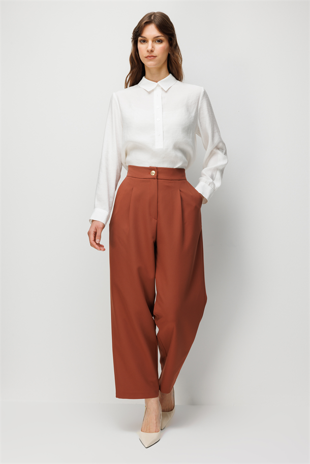 Pile Detaylı Pantolon-TARÇIN