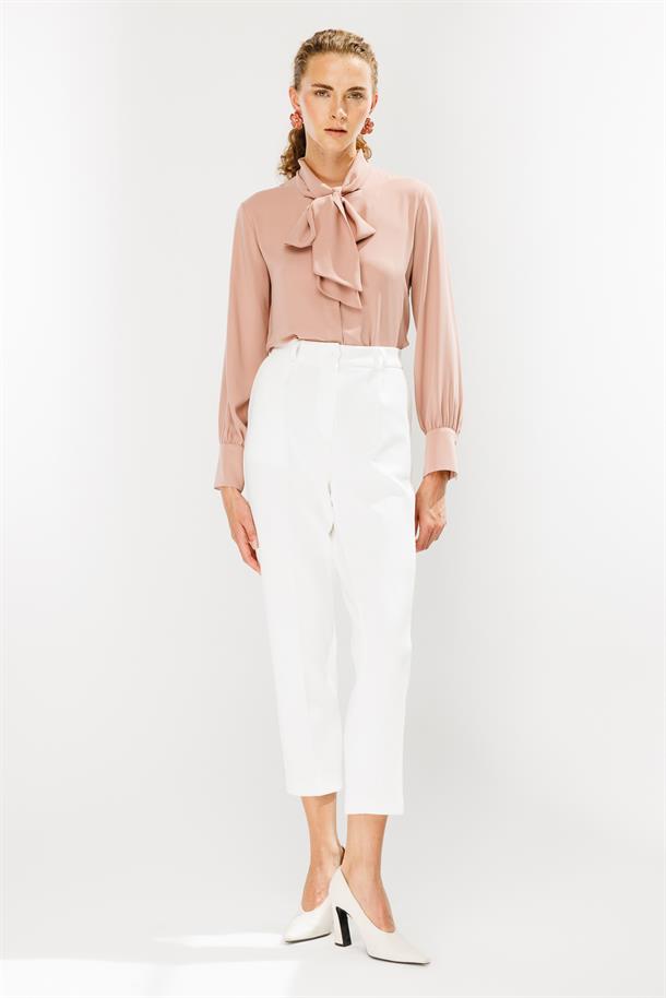 Pileli Dalgıç Kumaş Pantolon-KEMIK