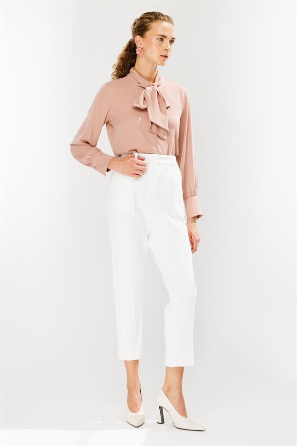 Pileli Dalgıç Kumaş Pantolon-KEMIK