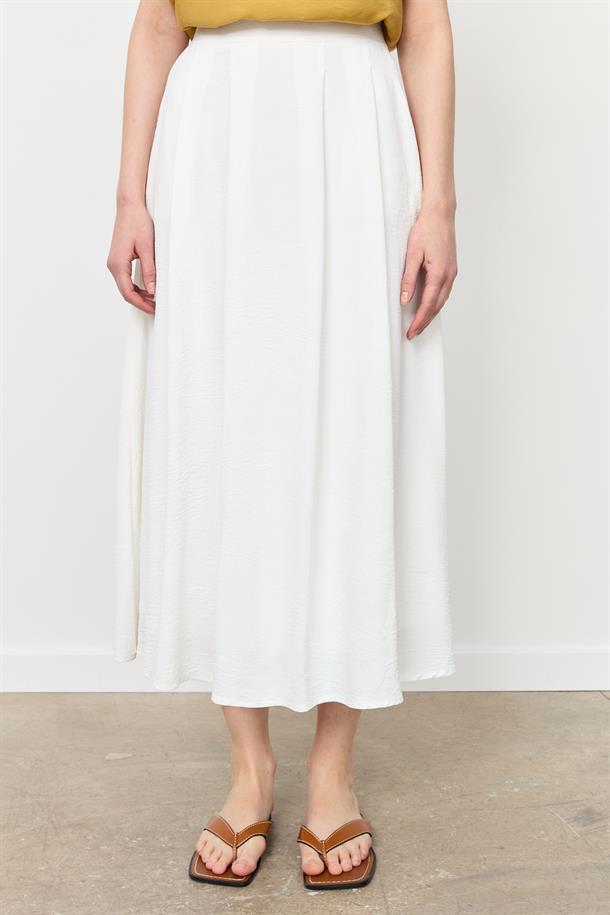 Pileli Uzun Kloş Etek-KEMIK