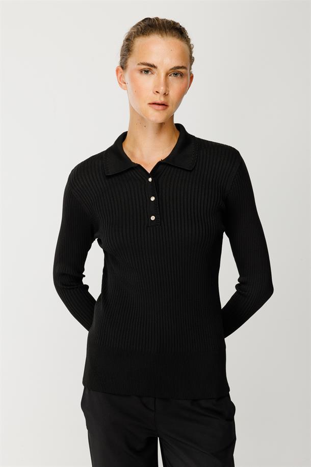 Polo Yaka Triko Kazak-SİYAH