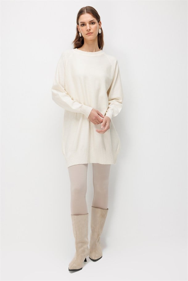 Pul Detaylı Triko Tunik-KREM