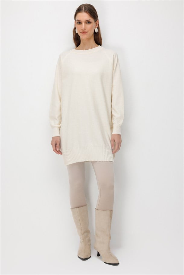 Pul Detaylı Triko Tunik-KREM