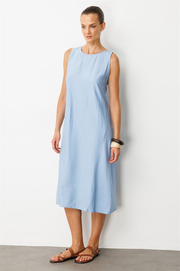 Rahat Kalıp Coton Elbise-MAVİ