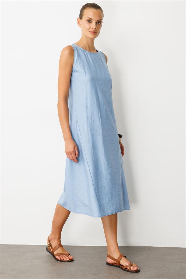 Rahat Kalıp Coton Elbise-MAVİ