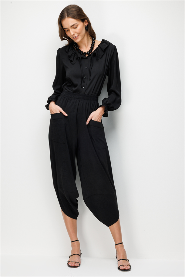 Rahat Kesim Şalvar Pantolon-SİYAH