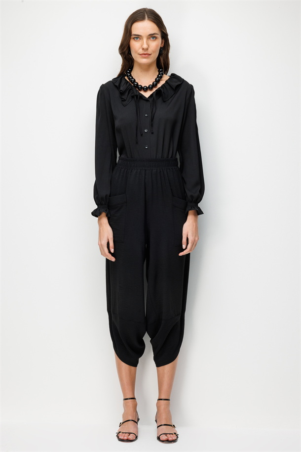 Rahat Kesim Şalvar Pantolon-SİYAH