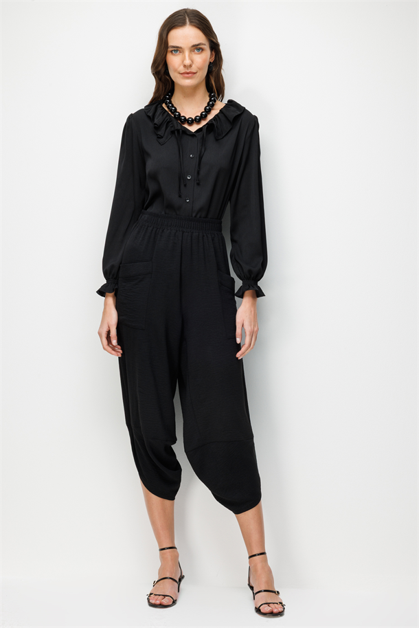 Rahat Kesim Şalvar Pantolon-SİYAH