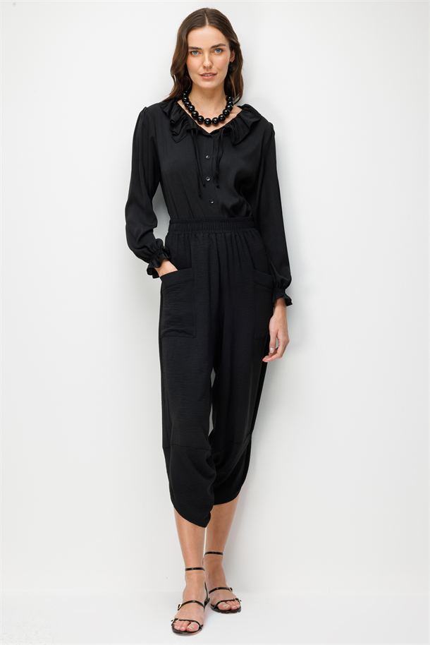 Rahat Kesim Şalvar Pantolon-SİYAH