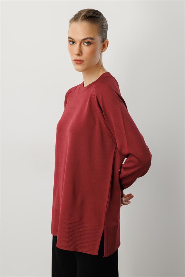Reglan Kol Basic Triko Tunik-BORDO