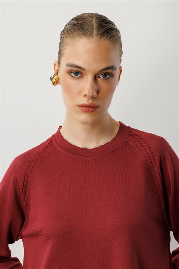 Reglan Kol Basic Triko Tunik-BORDO