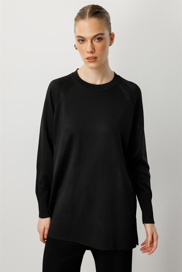 Reglan Kol Basic Triko Tunik-SİYAH
