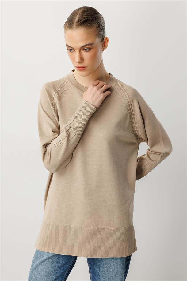 Reglan Kol Basic Triko Tunik-TAŞ