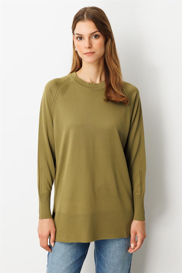 Reglan Kol Basic Triko Tunik-Y.YEŞİLİ