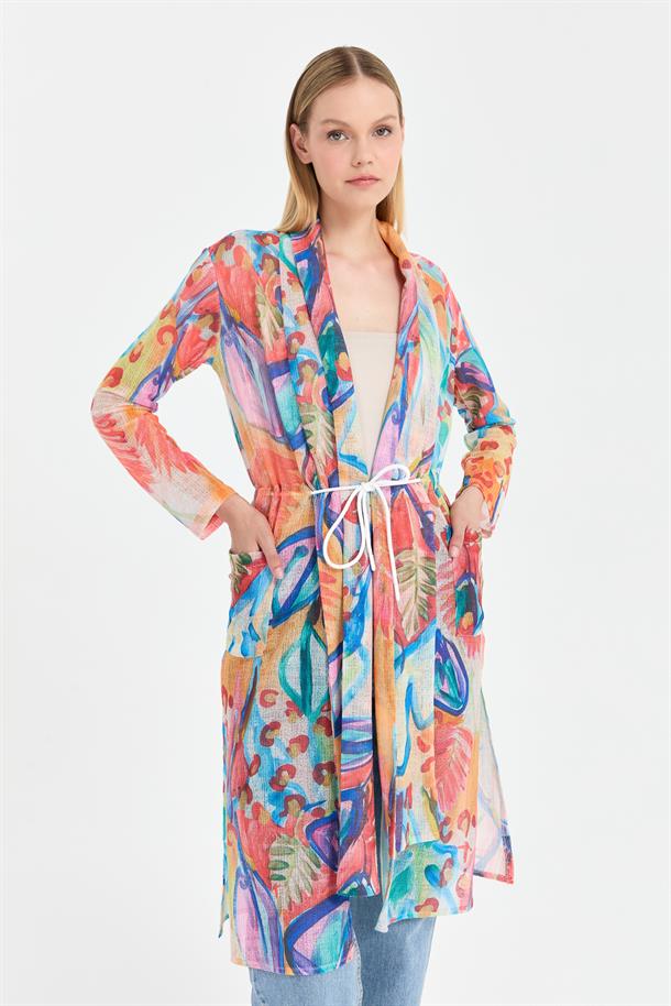 Renk Geçişli File Tunik-ORANJE