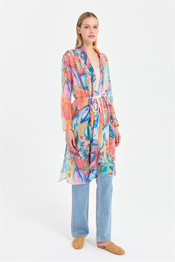 Renk Geçişli File Tunik-ORANJE