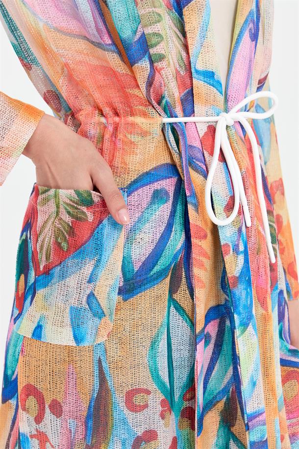 Renk Geçişli File Tunik-ORANJE