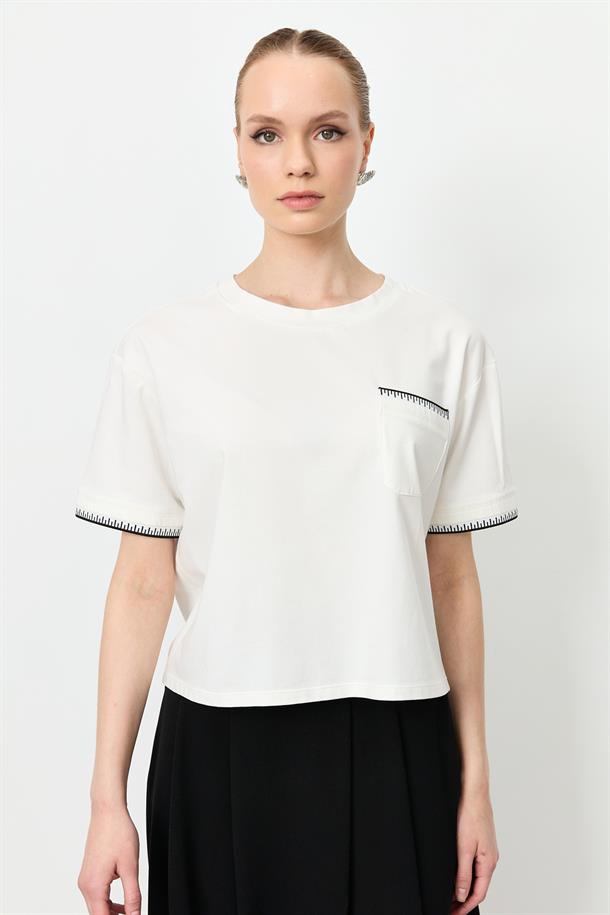 Ribana Detay Pamuklu Bluz-KEMIK