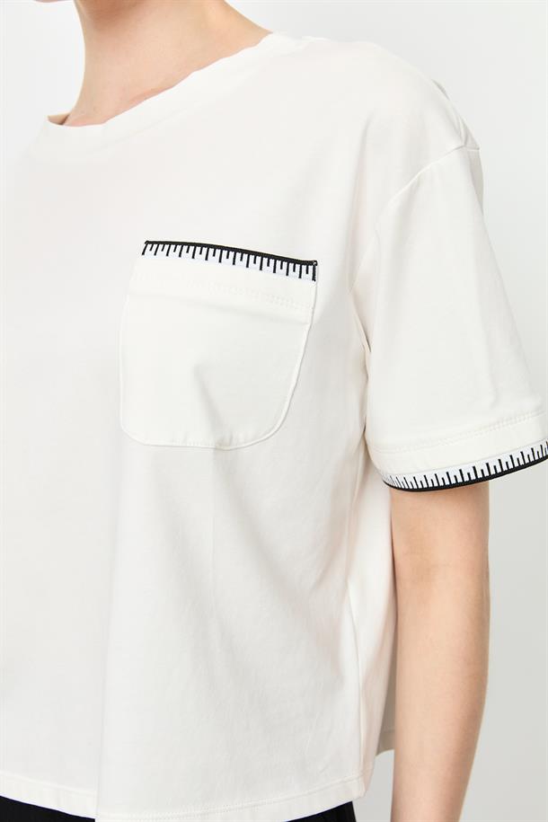 Ribana Detay Pamuklu Bluz-KEMIK