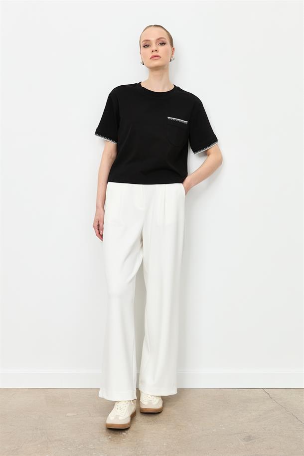 Ribana Detay Pamuklu Bluz-SİYAH