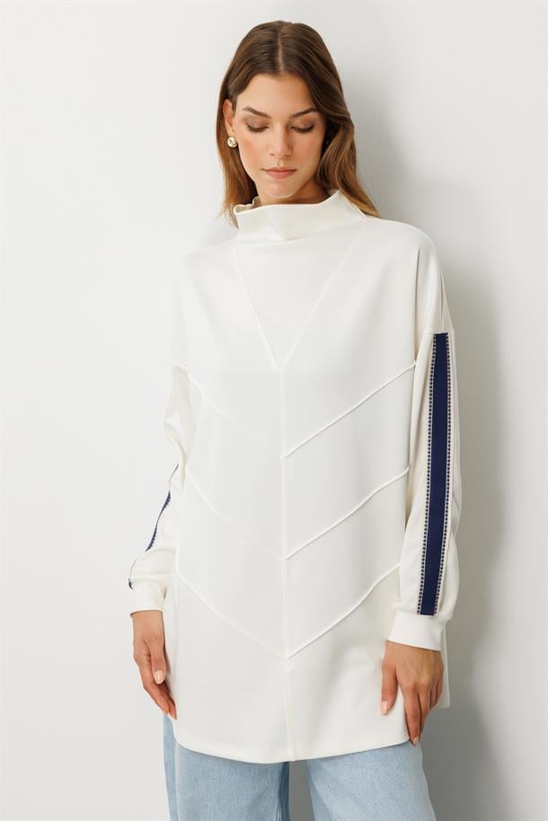 Ribana Detaylı Modal Tunik Bluz-KEMIK