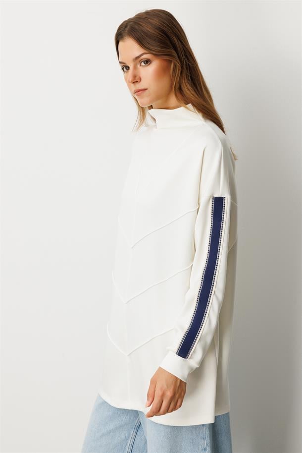 Ribana Detaylı Modal Tunik Bluz-KEMIK