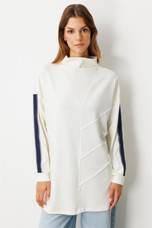 Ribana Detaylı Modal Tunik Bluz-KEMIK