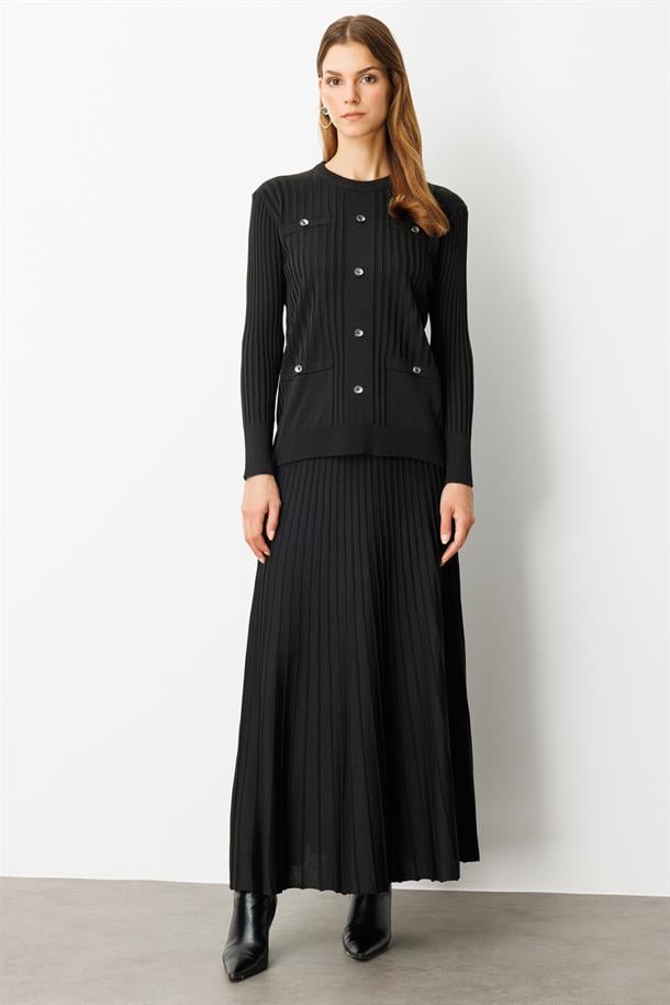 Ribana Detaylı Triko Takım-SİYAH