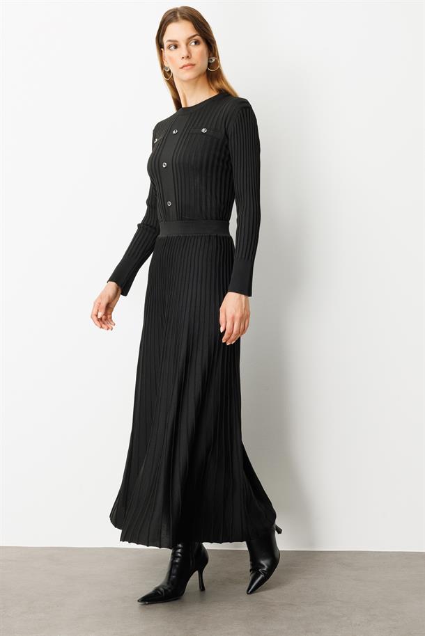 Ribana Detaylı Triko Takım-SİYAH