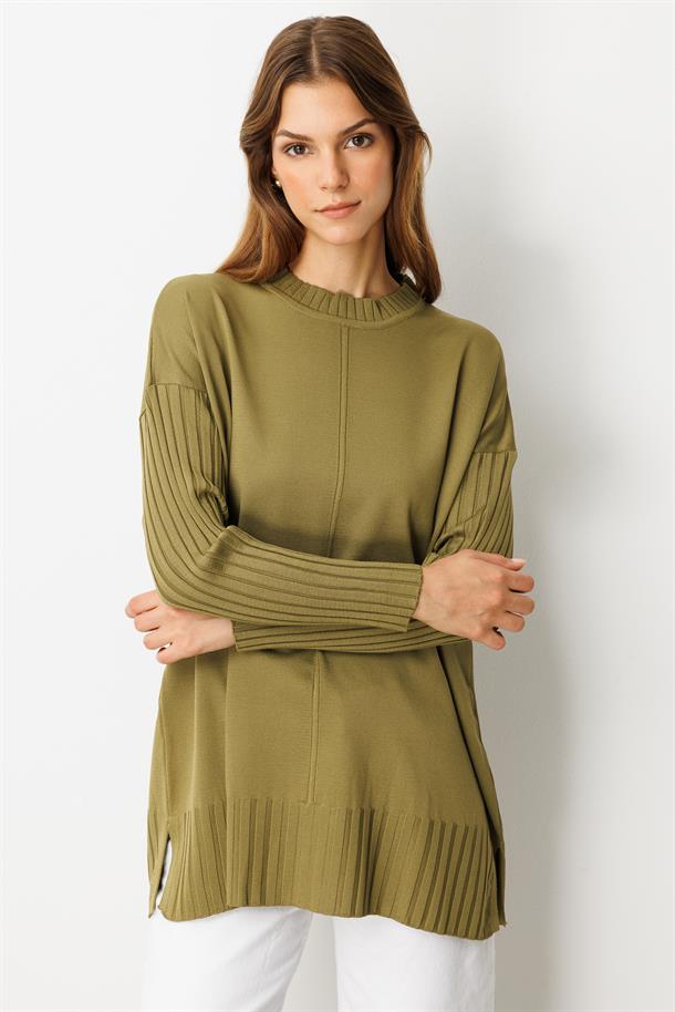 Ribana Detaylı Triko Tunik-Y.YEŞİLİ