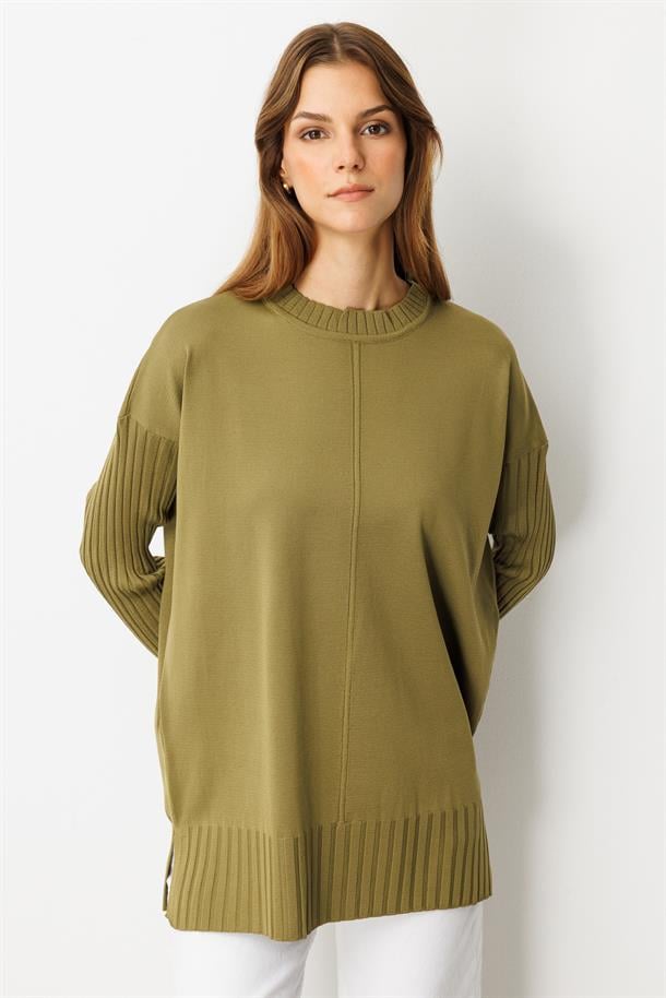 Ribana Detaylı Triko Tunik-Y.YEŞİLİ