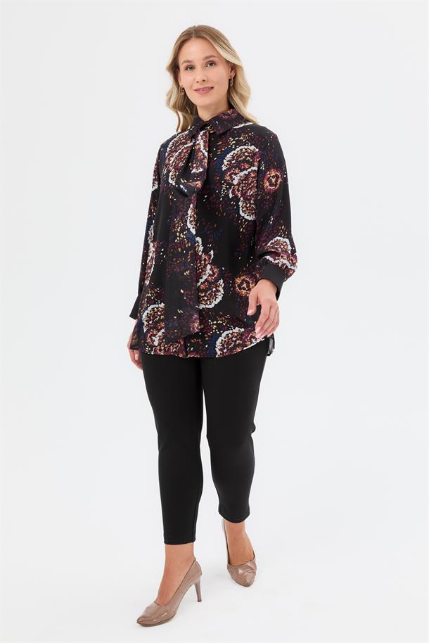 Şifon Büyük Beden Gömlek-BORDO