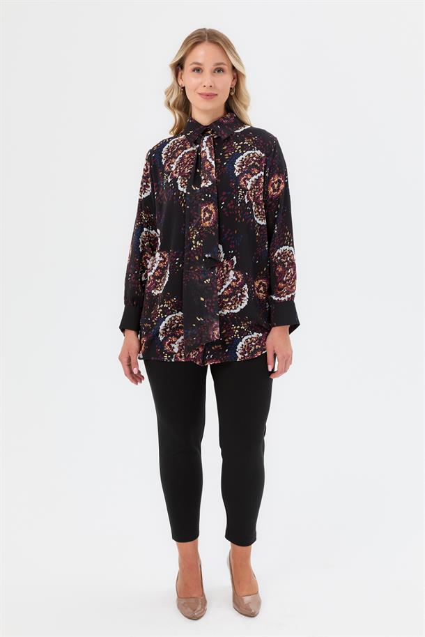 Şifon Büyük Beden Gömlek-BORDO