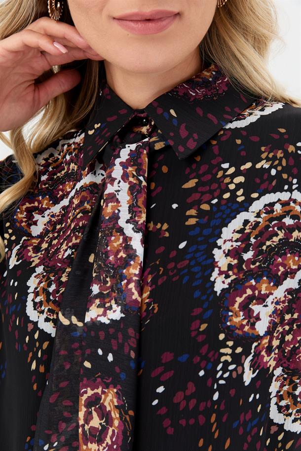 Şifon Büyük Beden Gömlek-BORDO