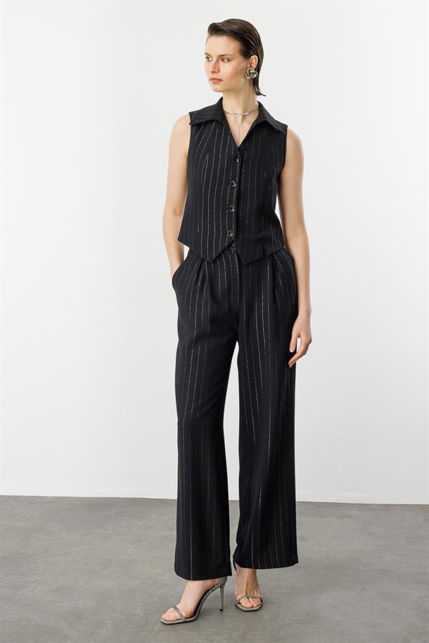 Sim Çizgili Yelek-SİYAH