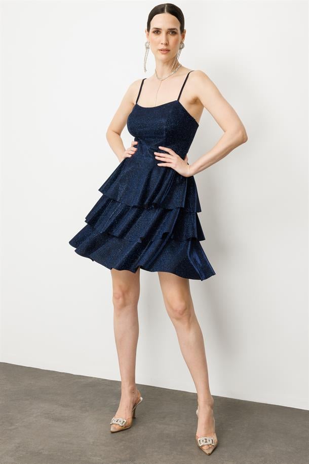 Sim Detay Kısa Abiye Elbise-LACI