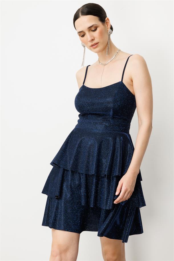 Sim Detay Kısa Abiye Elbise-LACI