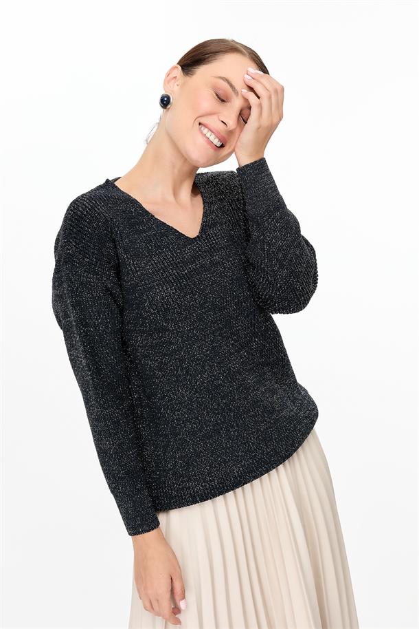 Simli V Yaka Triko Kazak-LACI