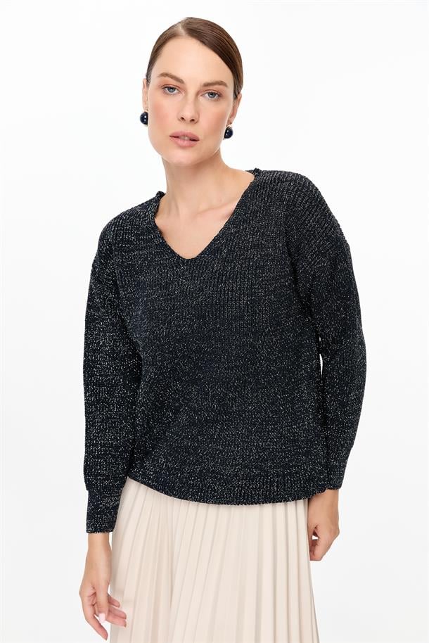 Simli V Yaka Triko Kazak-LACI