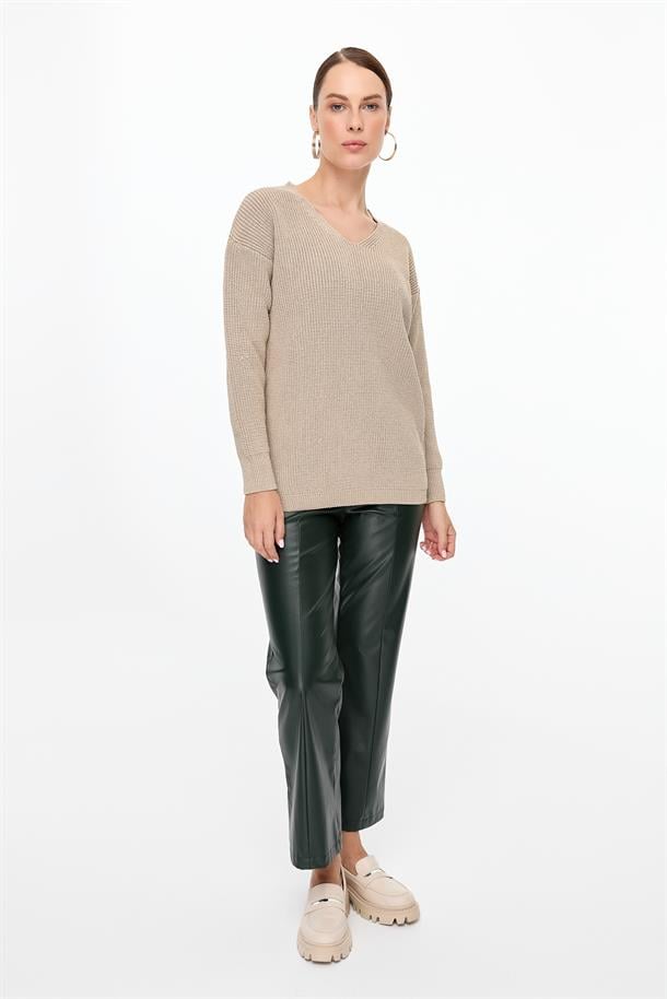 Simli V Yaka Triko Kazak-TAŞ