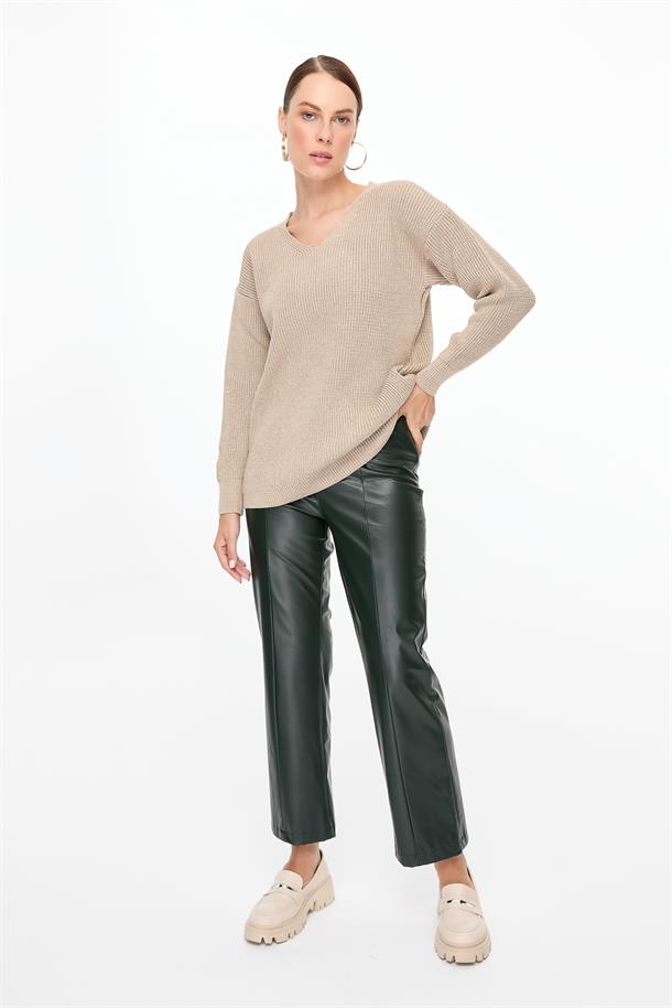 Simli V Yaka Triko Kazak-TAŞ