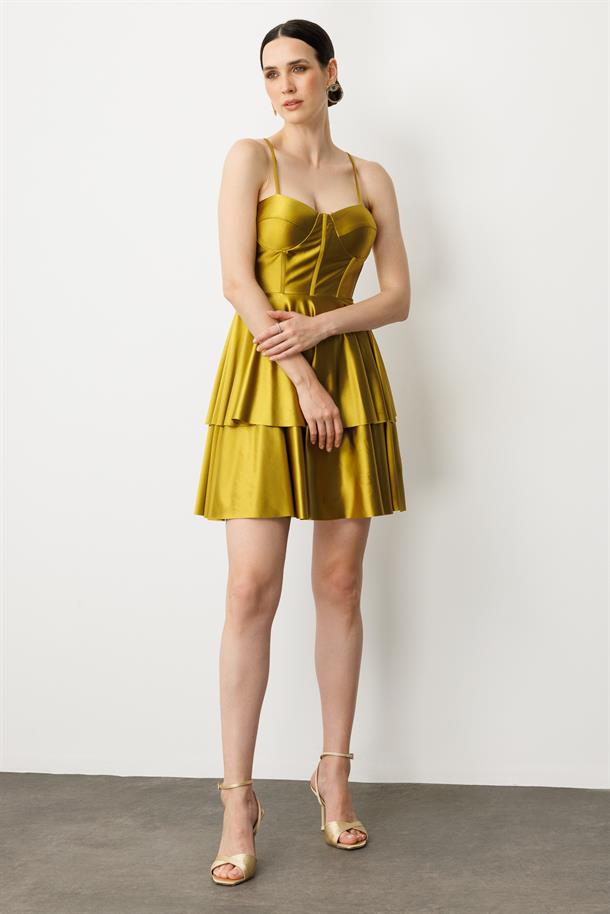 Sırt Detay Kısa Abiye Elbise-Y.YEŞİLİ