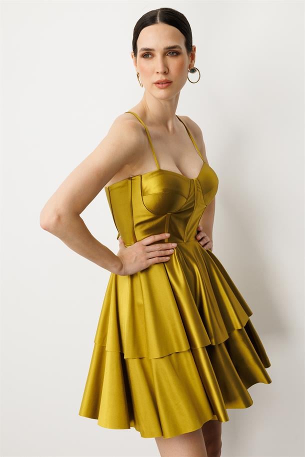 Sırt Detay Kısa Abiye Elbise-Y.YEŞİLİ
