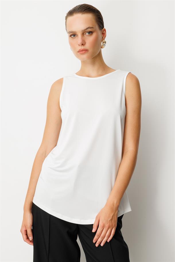 Sırt Detaylı Kolsuz Bluz-KEMIK