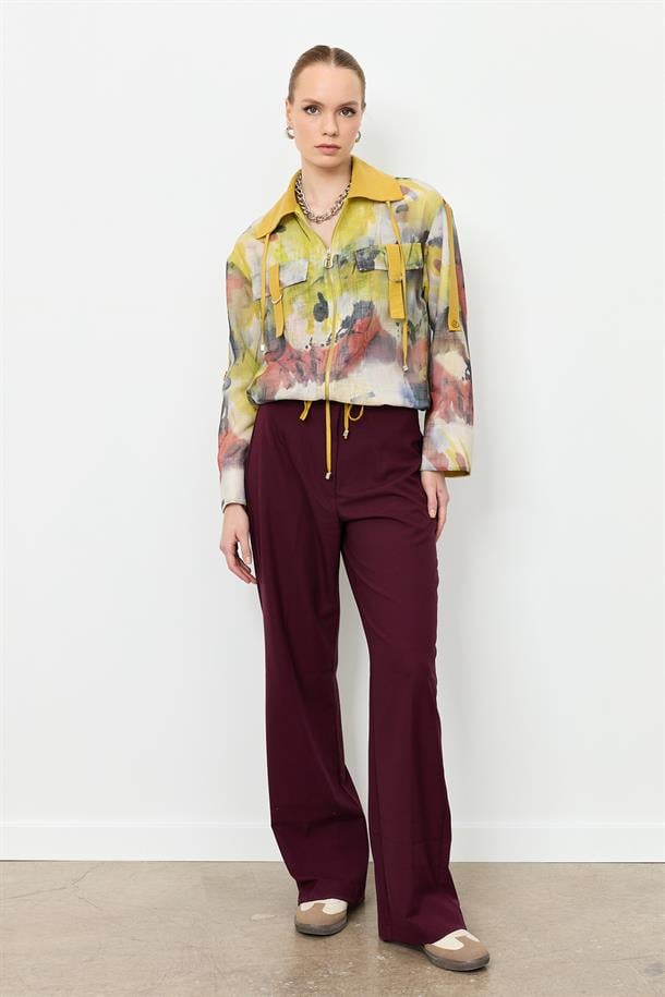 Soyut Desen File Bluz-SARI