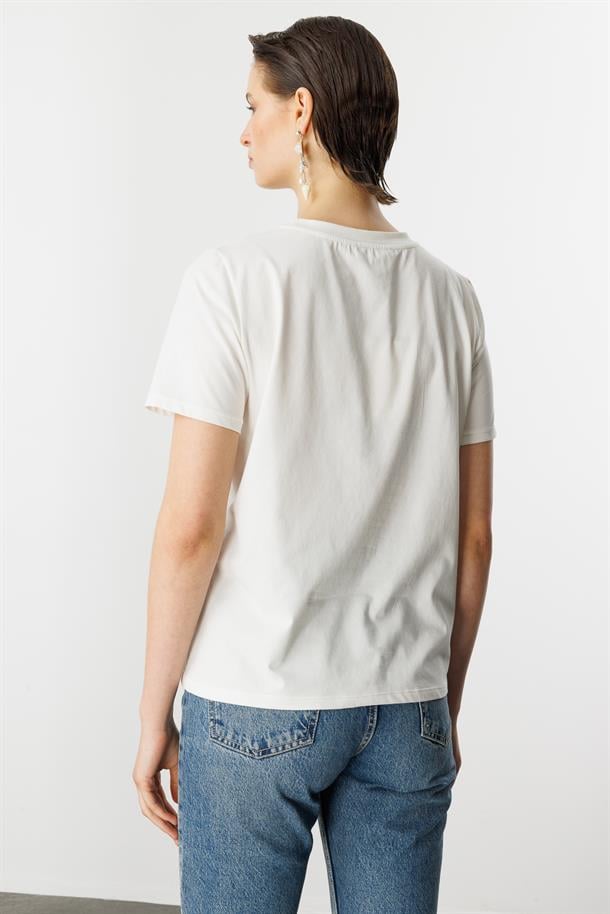 Soyut Desen Pamuklu Bluz-KEMIK