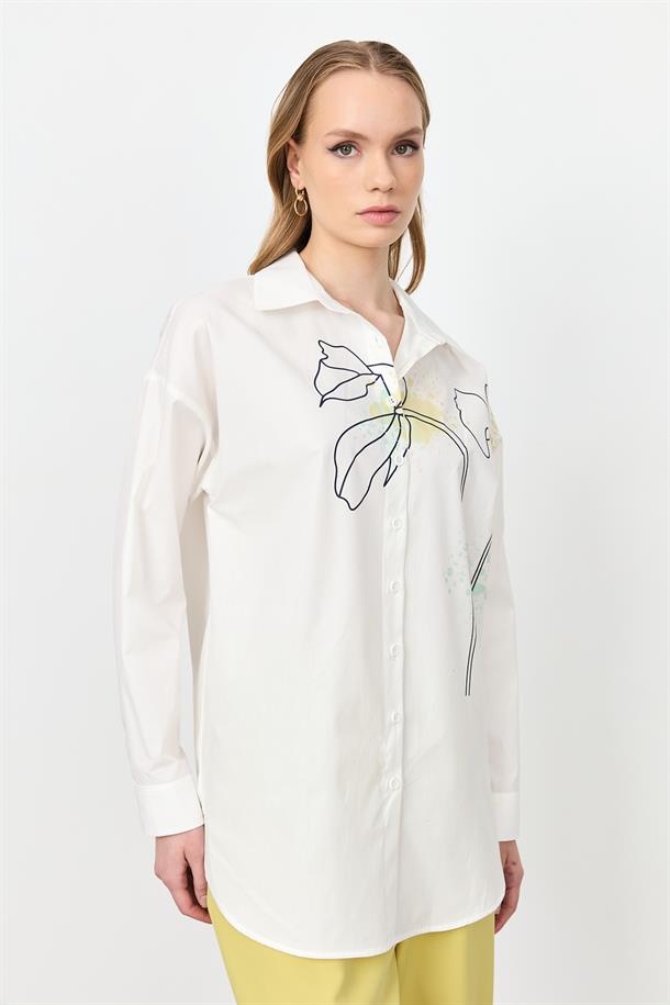 Soyut Desen Pamuklu Gömlek-KEMIK