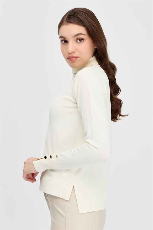 Tam Balıkçı Basic Triko Kazak-EKRU