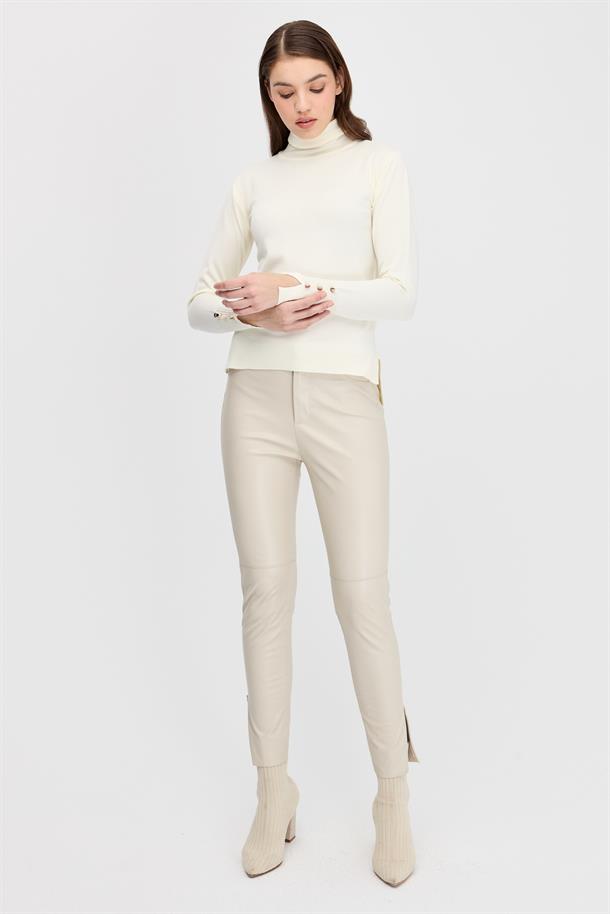 Tam Balıkçı Basic Triko Kazak-EKRU