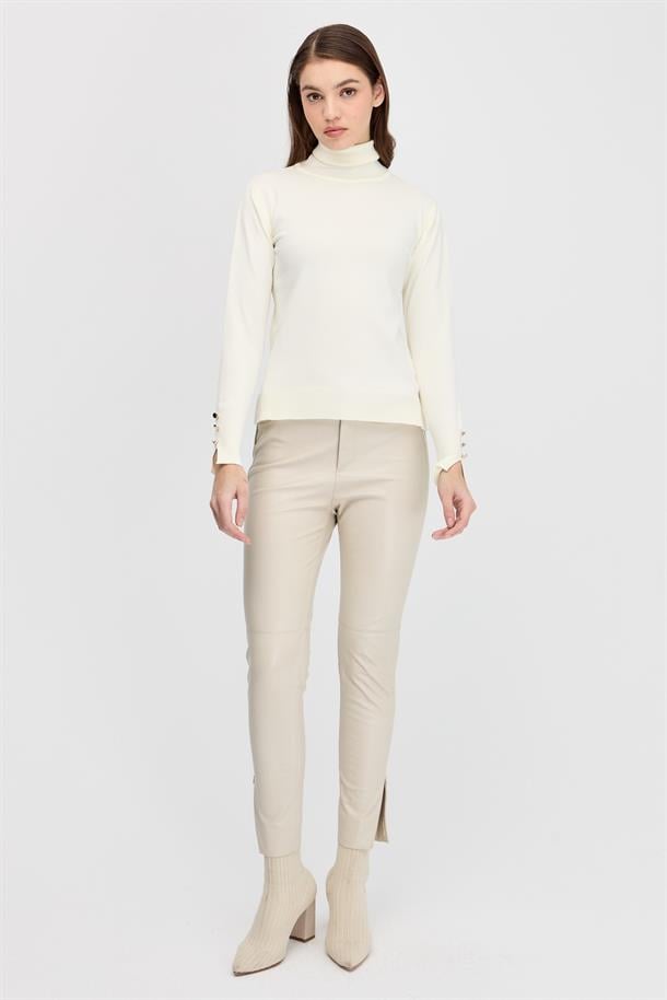 Tam Balıkçı Basic Triko Kazak-EKRU